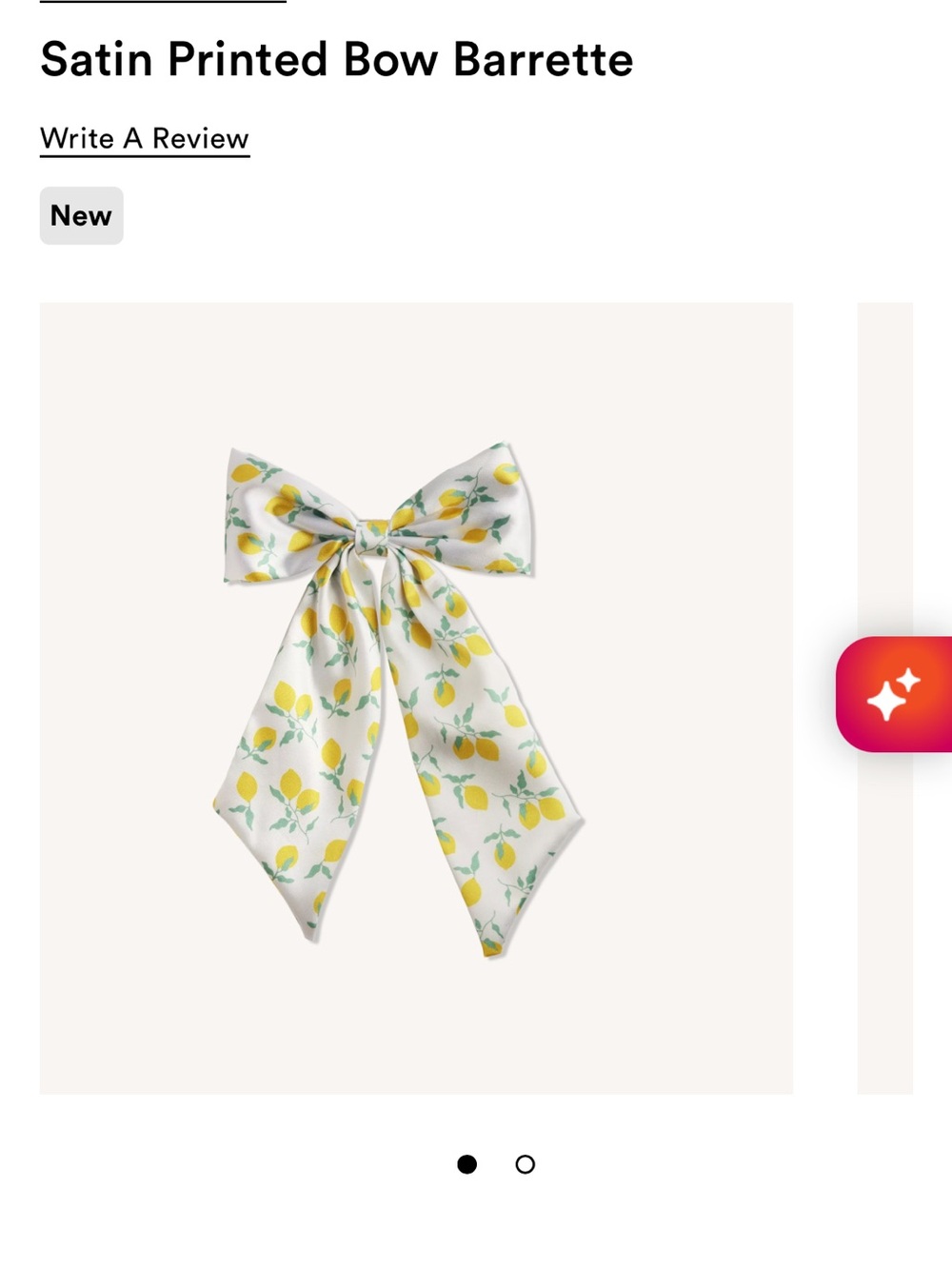White Satin Lemon-Print Hair Bow